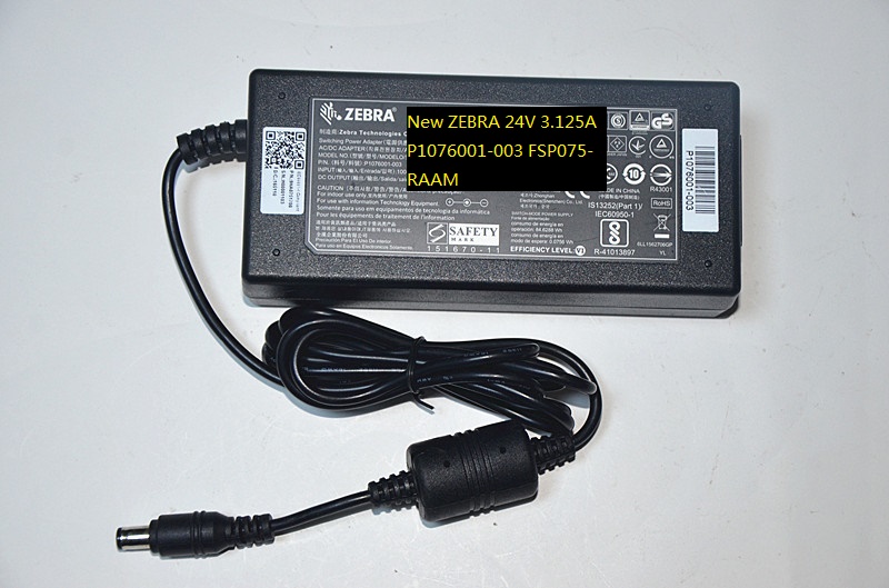 100% Brand New FSP075-RAAM P1076001-003 ZEBRA 24V 3.125A AC/DC ADAPTER POWER SUPPLY